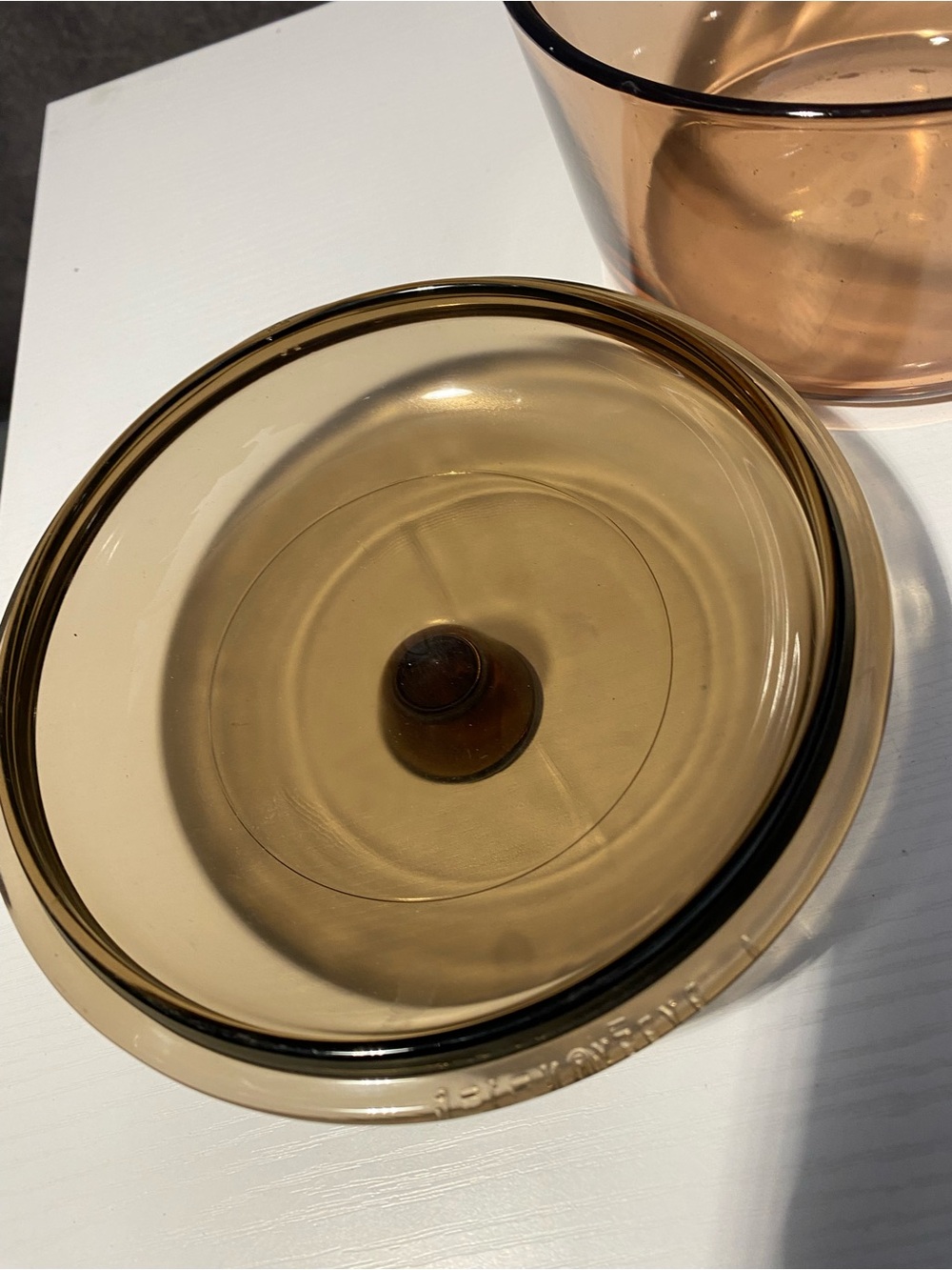 Vintage Corning Visions Amber Glass Saucepan 1L 1 Quart Pot Pour Spout W/ Lid - Picture 6 of 11